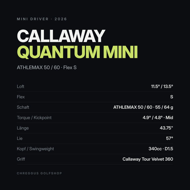Callaway Quantum Mini Driver 11.5° / 13.5° | ATHLEMAX 50 / 60 Stiff | 2026