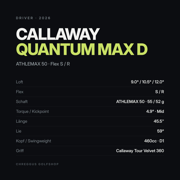 Callaway Quantum Max D Driver 9° / 10.5° / 12° | ATHLEMAX 50 S / R | 2026