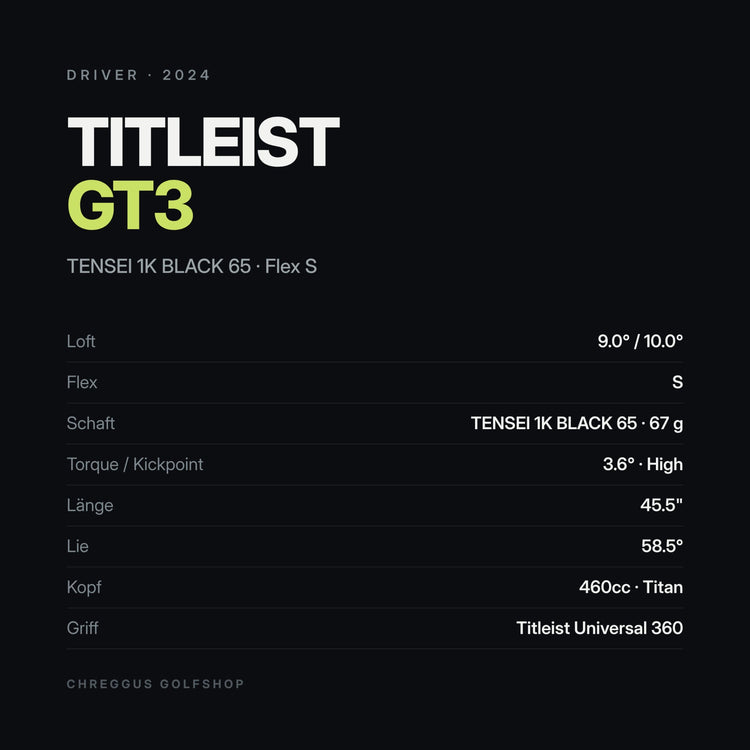 Titleist GT3 Driver 9° / 10° | Tensei 1K Black 65 Stiff | 2024