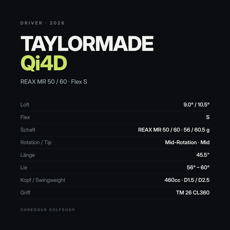 TaylorMade Qi4D Driver 9° / 10.5° | REAX MR 50 / 60 Stiff | 2026