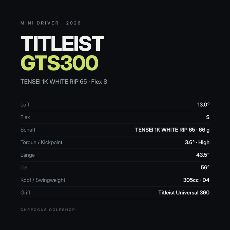 Titleist GTS300 Mini Driver 13° | Tensei 1K White RIP 65 Stiff | 2026